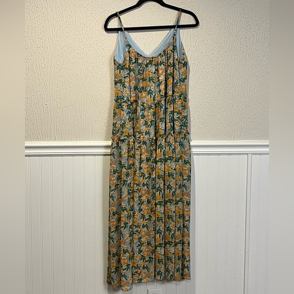 Lush Tropical Floral Spaghetti Strap Maxi Dress size small - Picture 4 of 15
